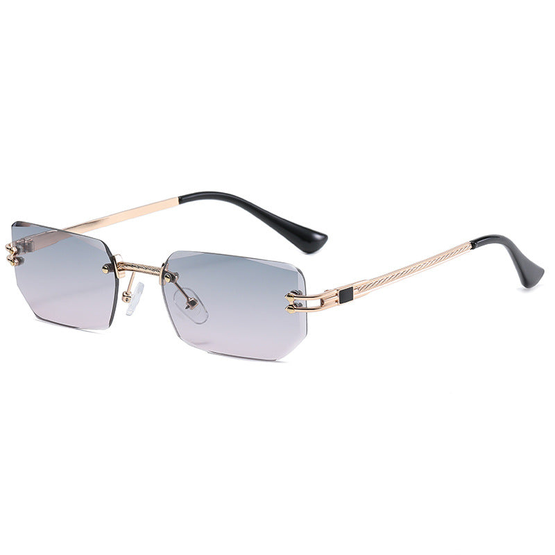 Polygon Cut Edge Rimless Sunglasses Women's Fashion Glasses Instagram Style Street Sunglasses