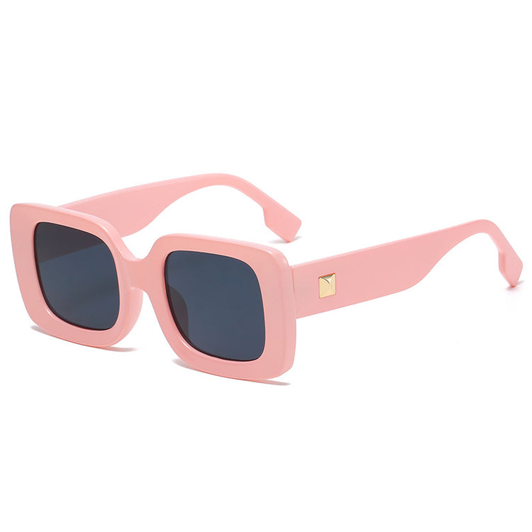 New Retro Square Large Frame Sunglasses Men And Women Trendy Metal Rice Nail Glasses