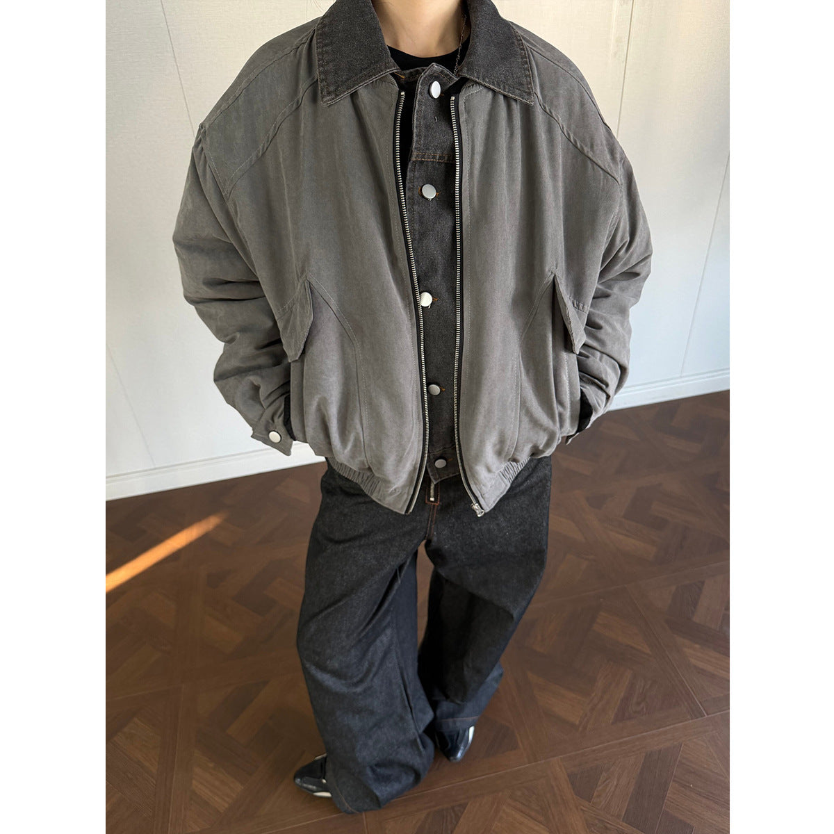Fake two workwear cotton jackets