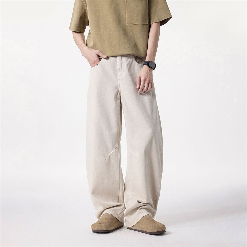 Solid color loose jeans