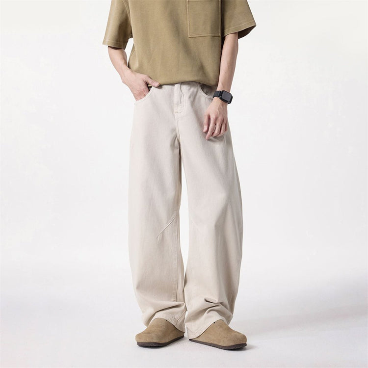 Solid color loose jeans
