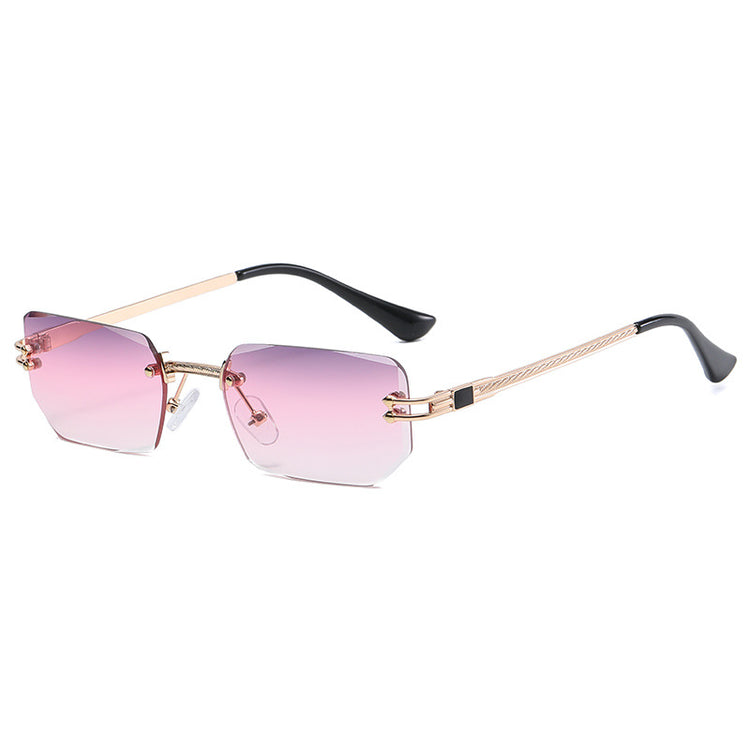 Polygon Cut Edge Rimless Sunglasses Women's Fashion Glasses Instagram Style Street Sunglasses