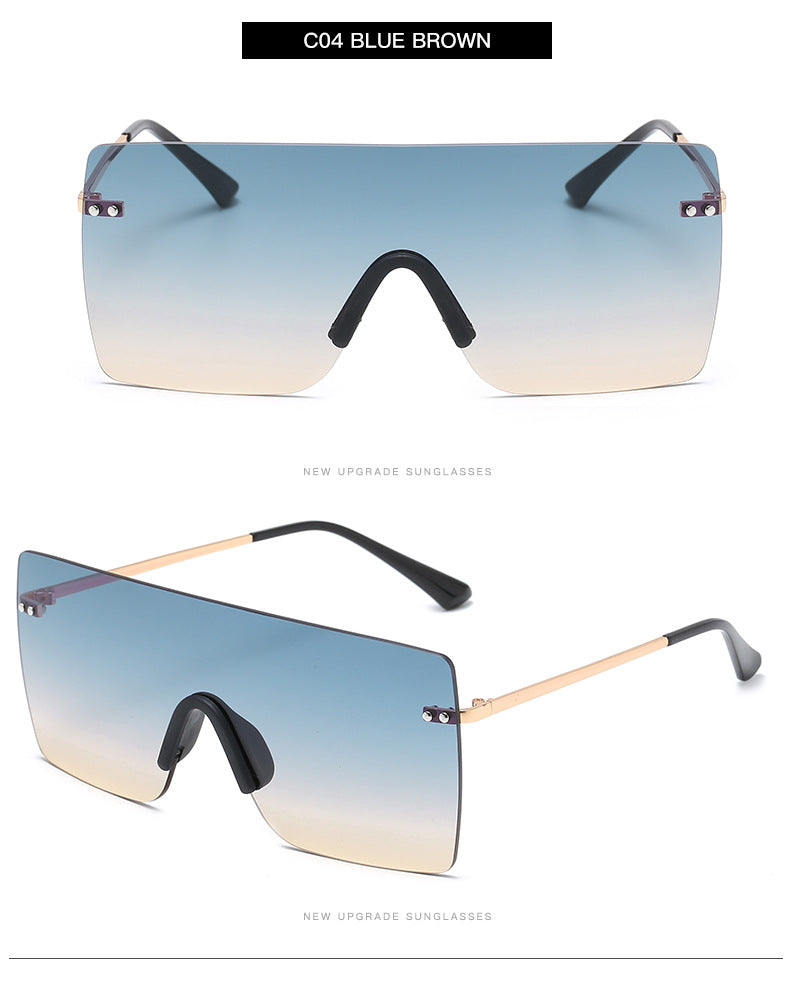 New Large Square Sunglasses Fashion Gradient Men And Women Street Shooting Sunglasses Rimless Glasses