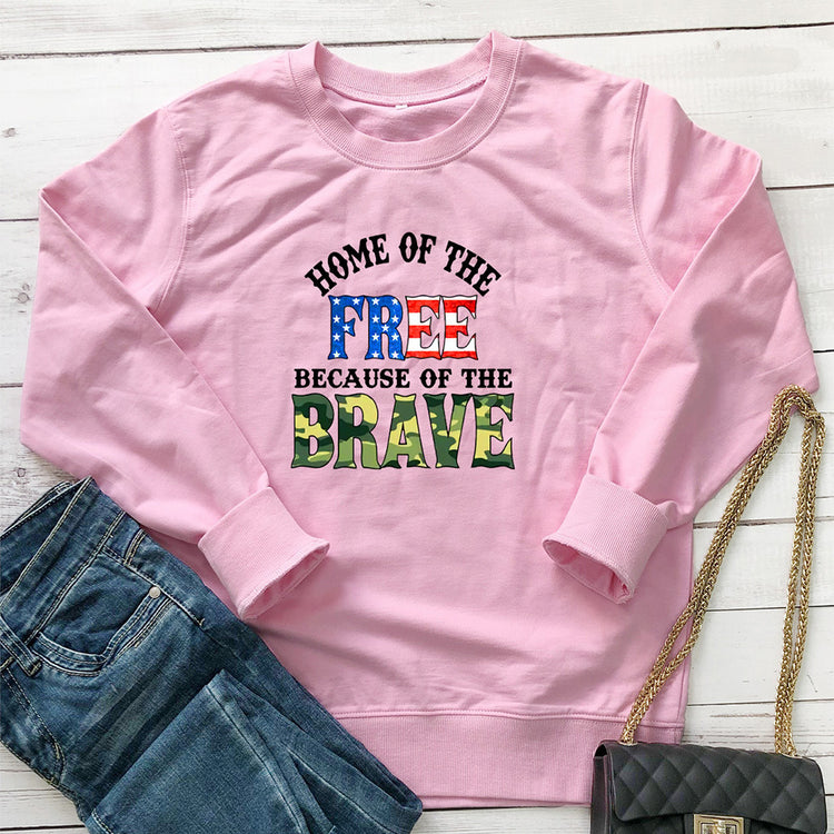 FREE BRAVE letter colored printed hoodie