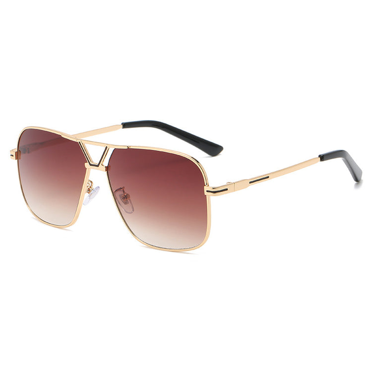 New Retro Large Square Sunglasses Men And Women Trend Gradient Color Sunglasses Metal Double Beam Glasses
