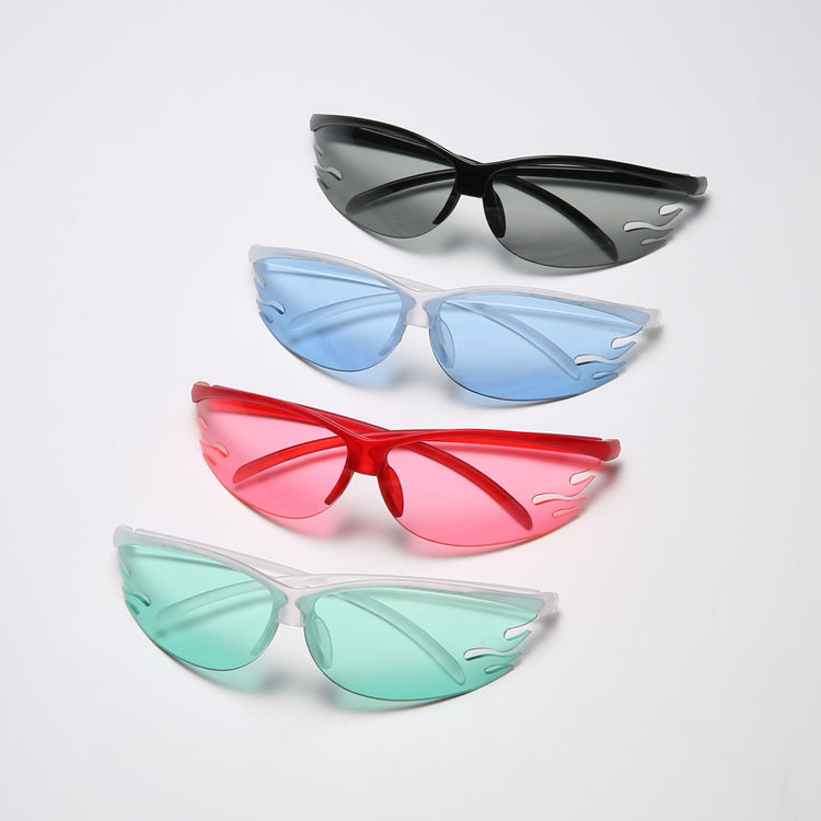 New Sports Cycling Glasses Men And Women Tide Flame Sunglasses Outdoor Transparent Candy Color Street Style Sunglasses
