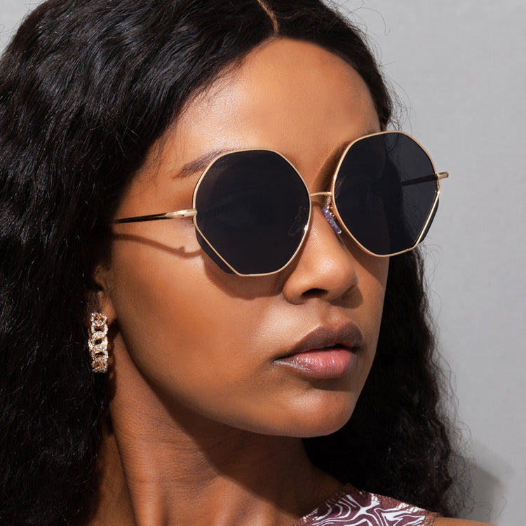 Personality Polygonal Sunglasses Men And Women Trendy Ins Wind Metal Sunglasses Net Red Polygonal Glasses