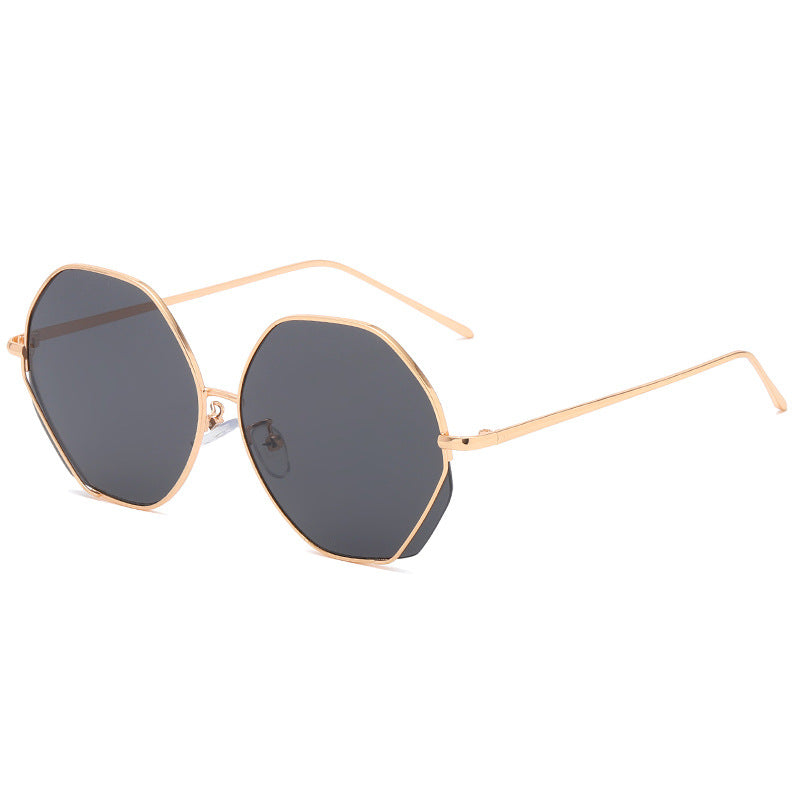 Personality Polygonal Sunglasses Men And Women Trendy Ins Wind Metal Sunglasses Net Red Polygonal Glasses