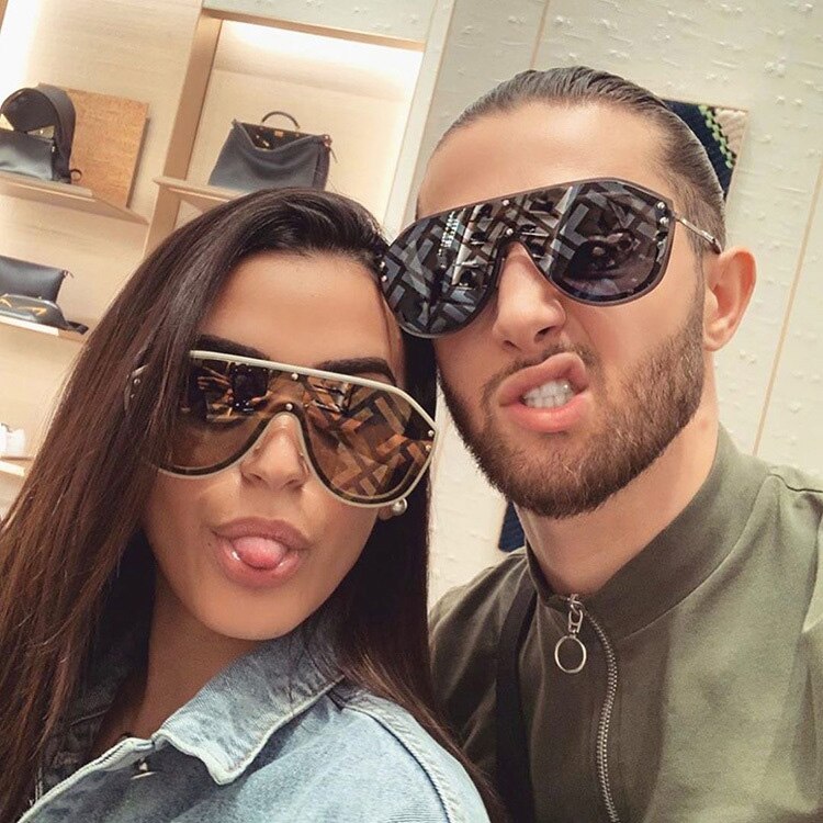 New European and American foreign trade watermark fashion sunglasses men's and women's Sunglasses yellow glasses