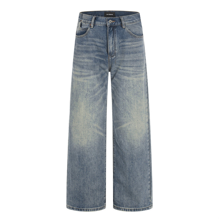 Washed straight leg jeans