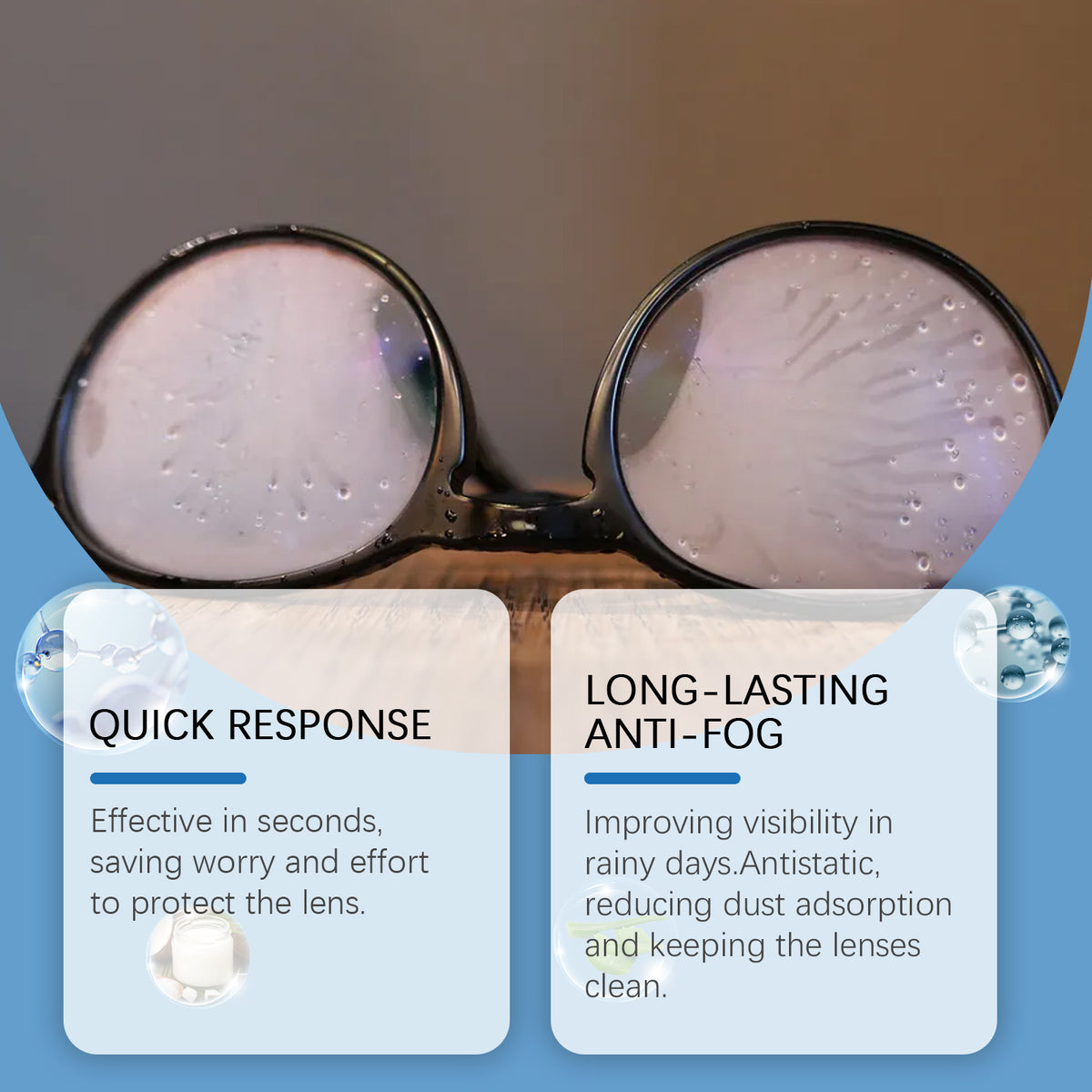 Glasses Anti-Fogging Cleaning Spray, Glasses Anti-Fogging Clear Vision Cleaning Lens Maintenance Spray