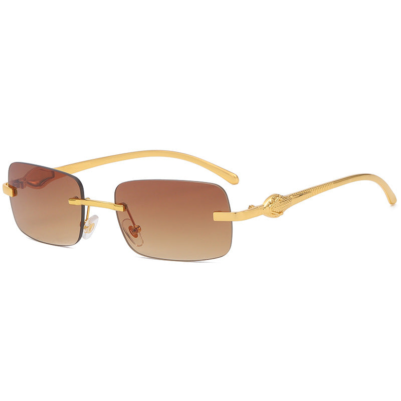 New Small Frame Small Square Glasses Metal Leopard Head Trendy Sunglasses