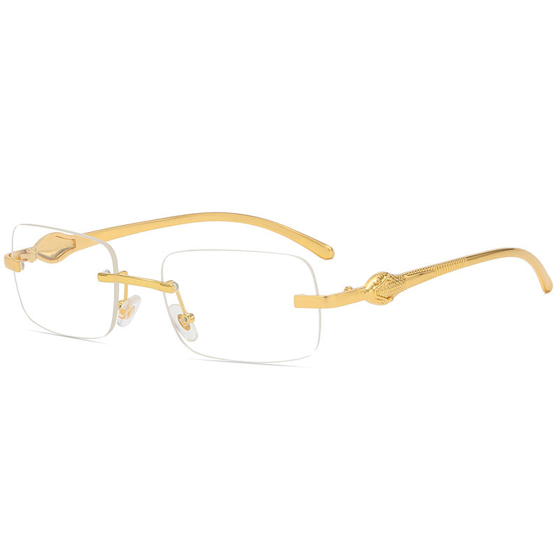 New Small Frame Small Square Glasses Metal Leopard Head Trendy Sunglasses