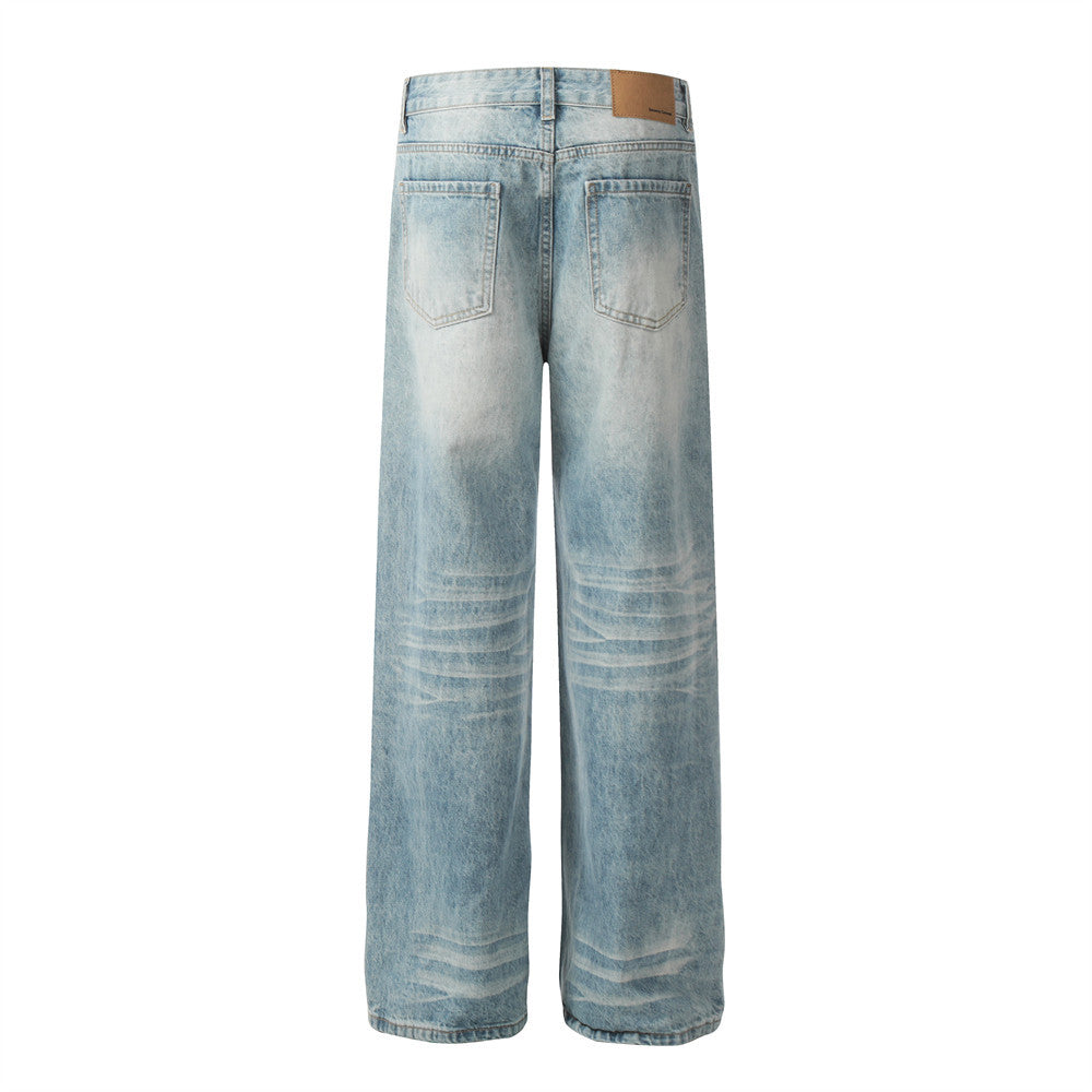 Washed denim jeans