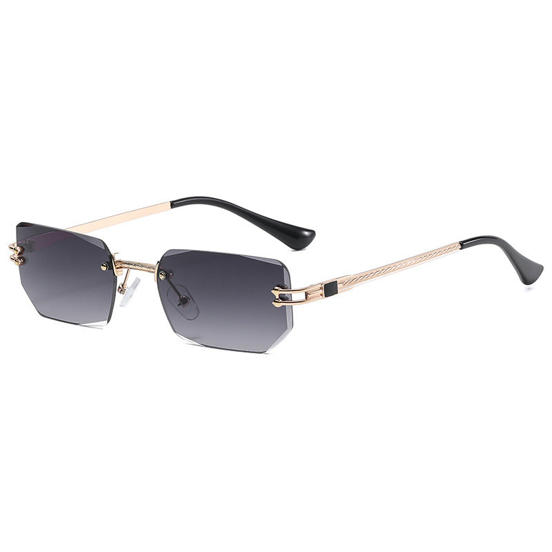 Polygon Cut Edge Rimless Sunglasses Women's Fashion Glasses Instagram Style Street Sunglasses