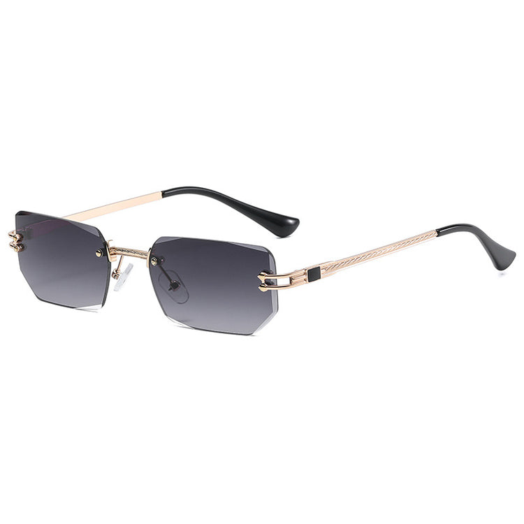 Polygon Cut Edge Rimless Sunglasses Women's Fashion Glasses Instagram Style Street Sunglasses