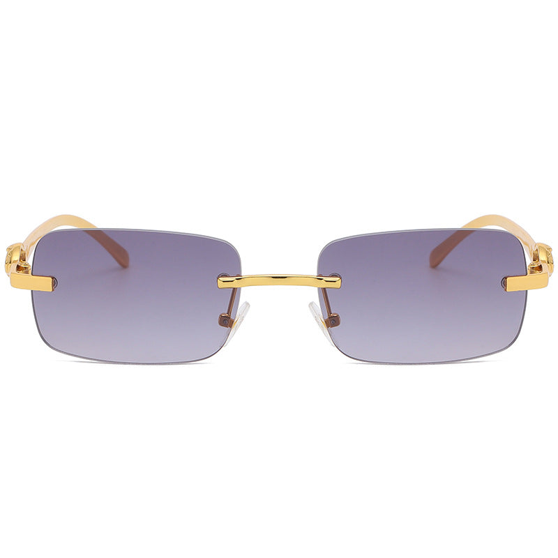 New Small Frame Small Square Glasses Metal Leopard Head Trendy Sunglasses