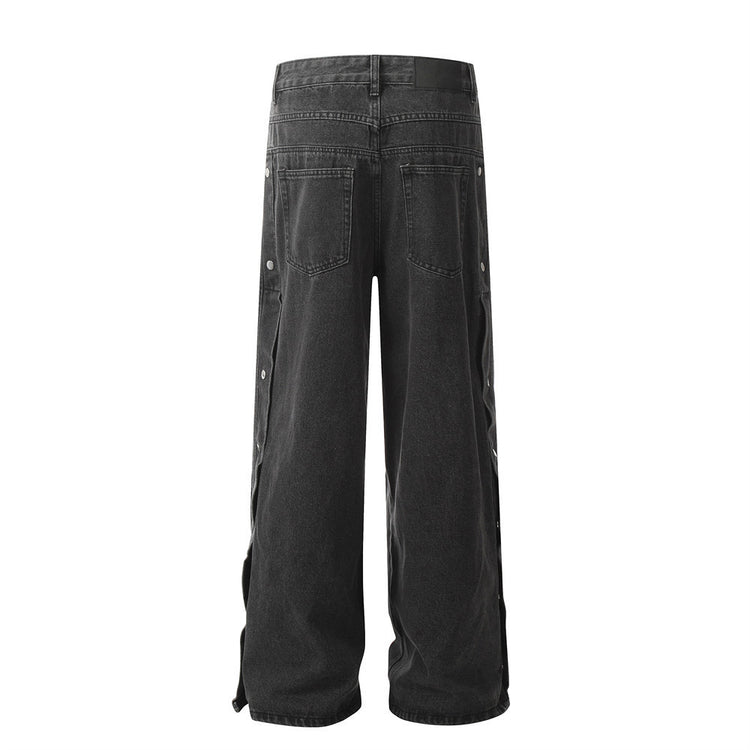 Black Washed Buckle-Detail Jeans