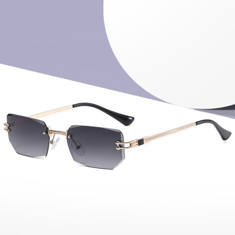 Polygon Cut Edge Rimless Sunglasses Women's Fashion Glasses Instagram Style Street Sunglasses