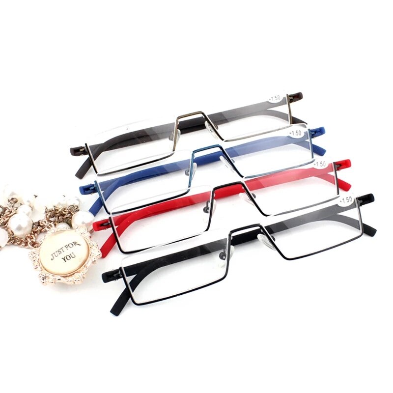 Reading Glasses Light TR90 Half Frame Men Women Rimless Prescription Eyeglasses