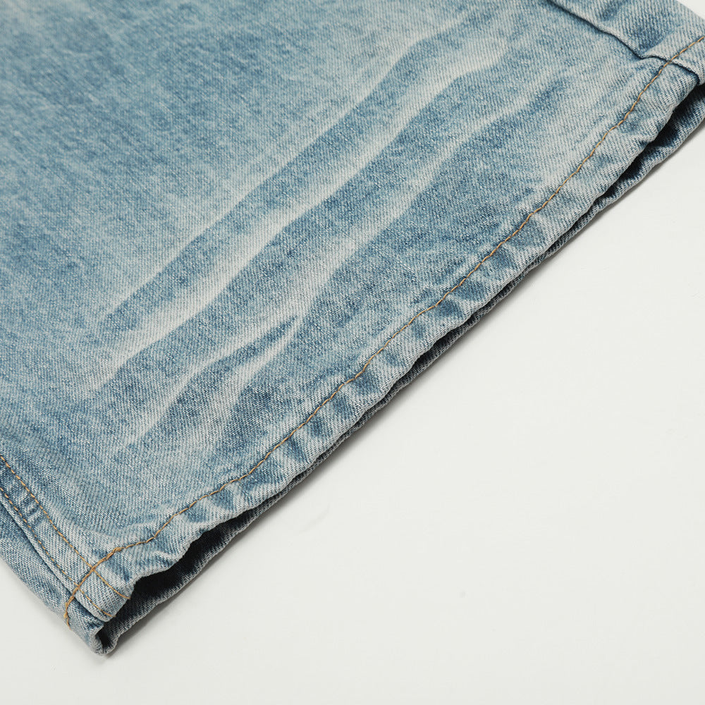 Washed denim jeans