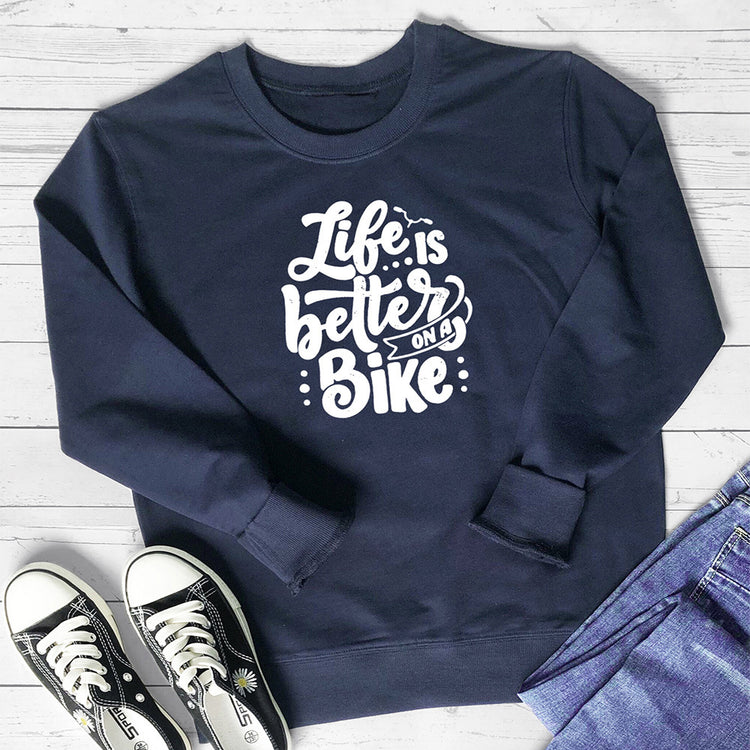 Life is better on A Bike printed hoodie