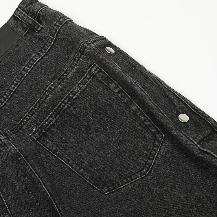 Black Washed Buckle-Detail Jeans