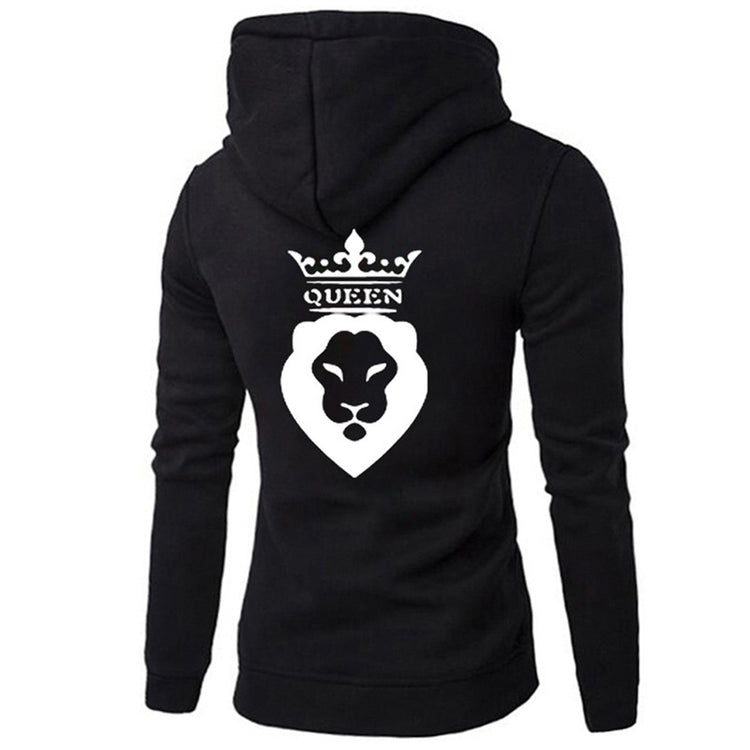 Fashionable KING QUEEN Couple Hoodies Valentine's Day Hooded Sweatshirts with Caps