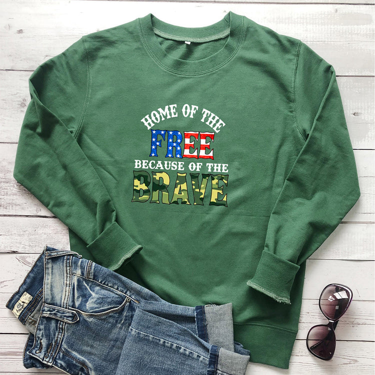 FREE BRAVE letter colored printed hoodie