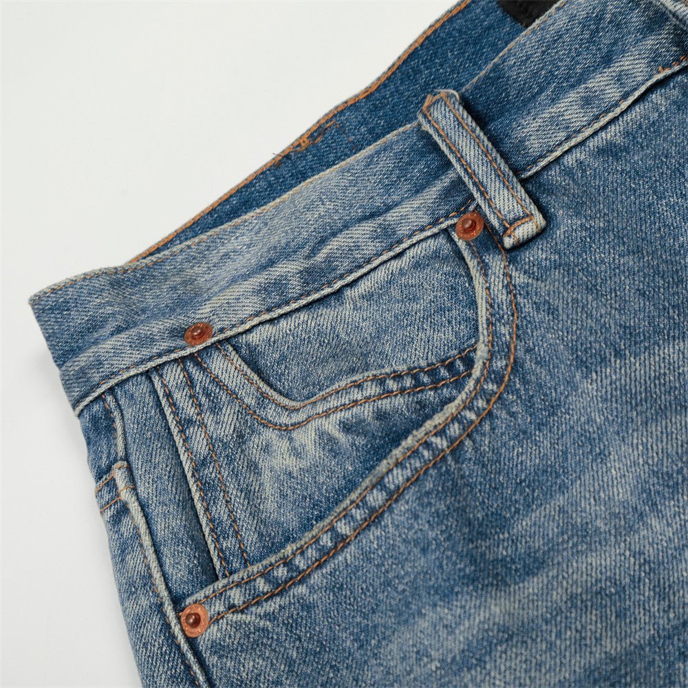 Washed straight leg jeans