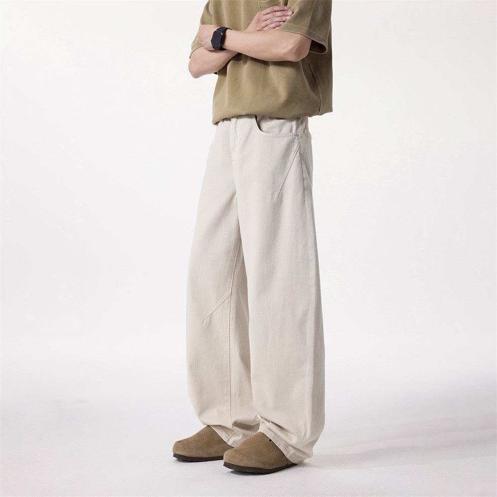 Solid color loose jeans