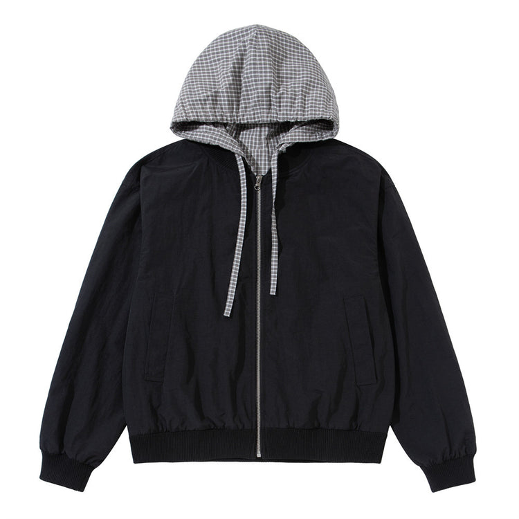Fake two hooded jackets and jackets