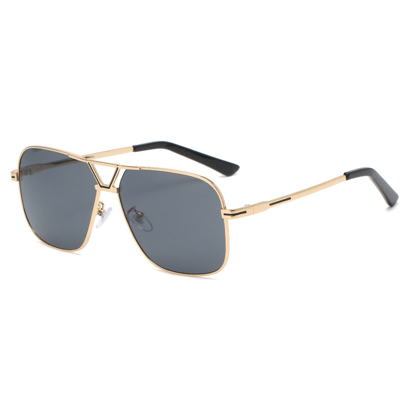 New Retro Large Square Sunglasses Men And Women Trend Gradient Color Sunglasses Metal Double Beam Glasses
