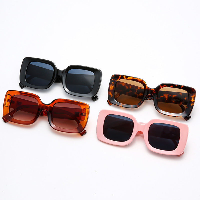New Retro Square Large Frame Sunglasses Men And Women Trendy Metal Rice Nail Glasses