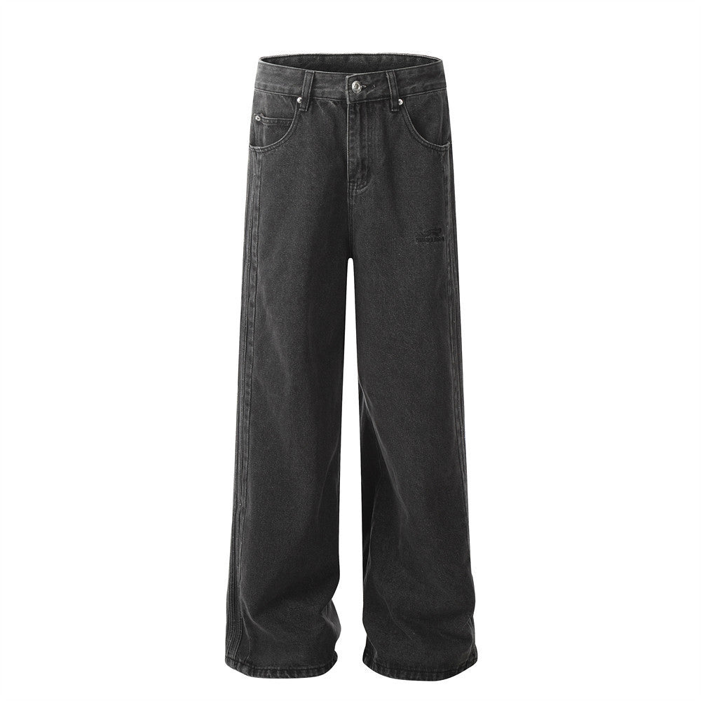 Black Washed Buckle-Detail Jeans
