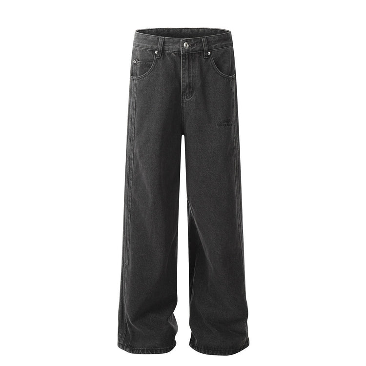 Black Washed Buckle-Detail Jeans