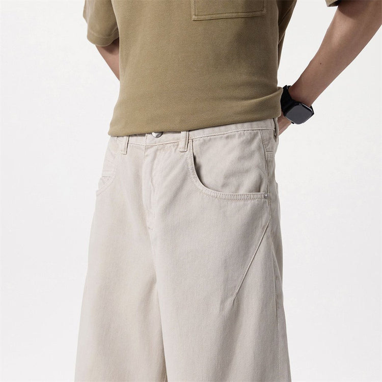 Solid color loose jeans
