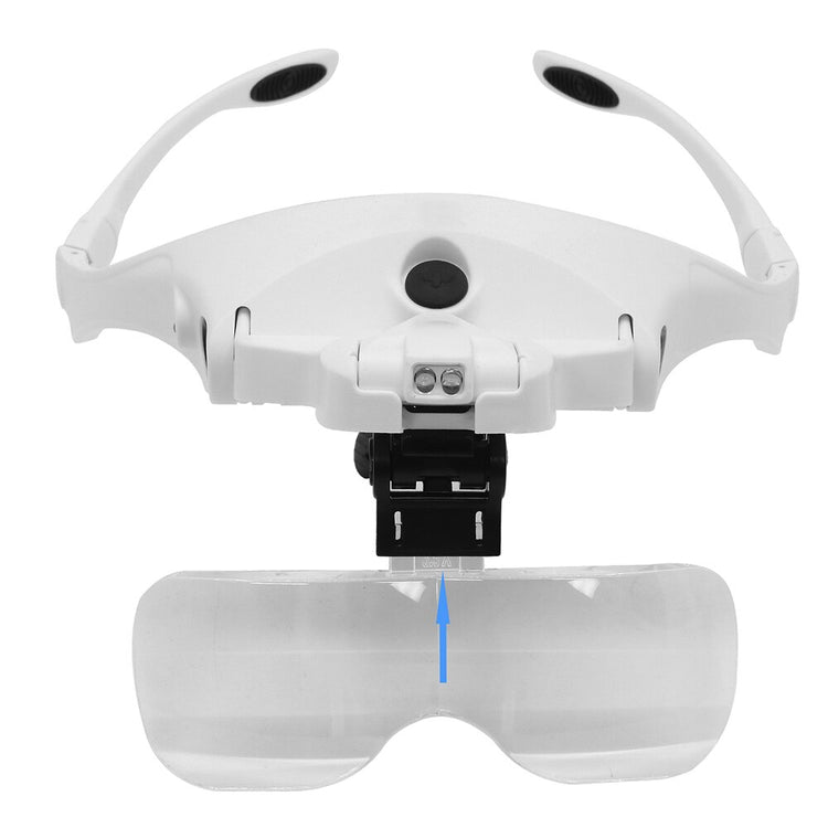2 LED Lights 5 Lens 1.0X-3.5X Adjustable Bracket Headband Glasses Magnifier Loupe and USB Charge Goggles