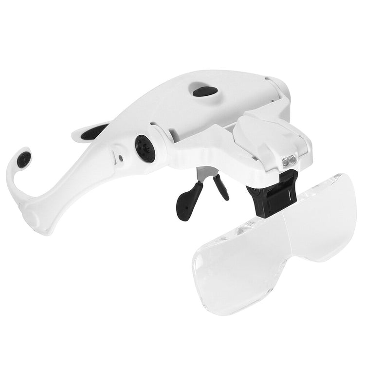 2 LED Lights 5 Lens 1.0X-3.5X Adjustable Bracket Headband Glasses Magnifier Loupe and USB Charge Goggles