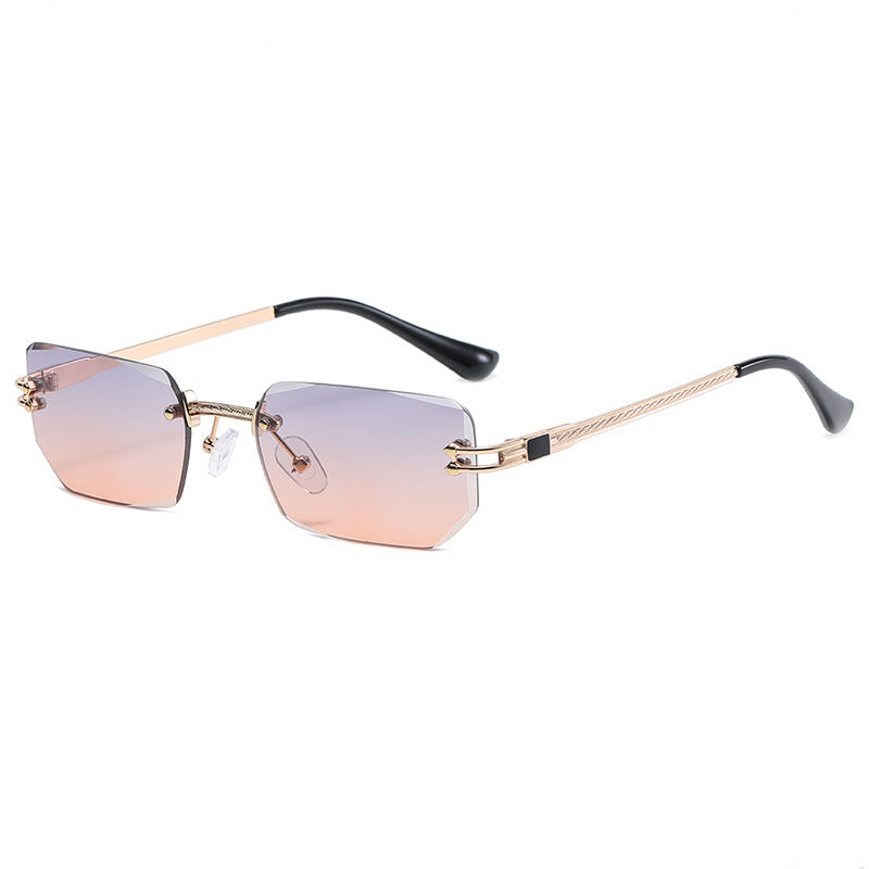 Polygon Cut Edge Rimless Sunglasses Women's Fashion Glasses Instagram Style Street Sunglasses