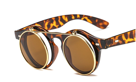 New European and American clamshell round frame sunglasses ins fashion sunglasses Mi nail glasses retro sunglasses