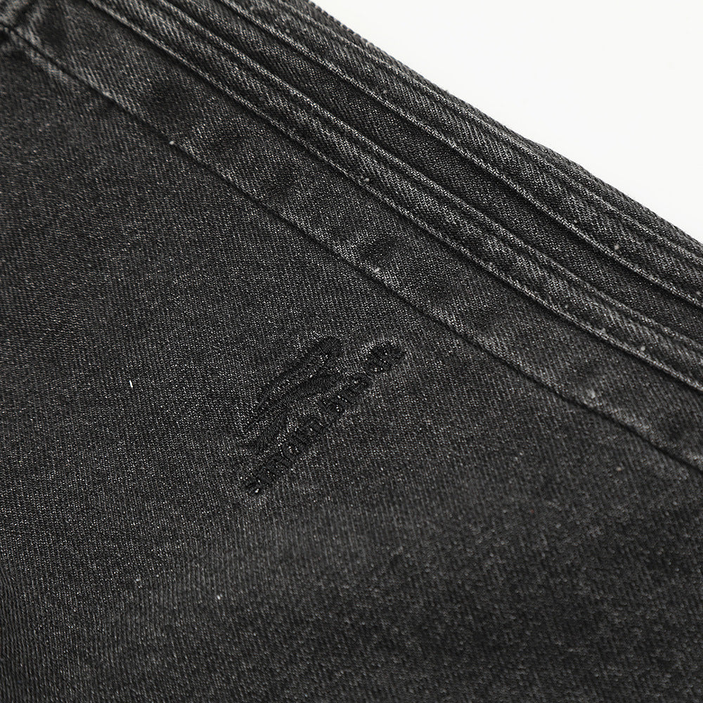 Black Washed Buckle-Detail Jeans