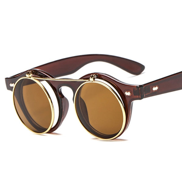 New European and American clamshell round frame sunglasses ins fashion sunglasses Mi nail glasses retro sunglasses