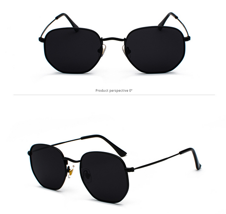 Men Sunglases Hexagon Sunglasses New Women Metal Frame Fishing Glasses Gold Tea Eyewear Lentes UV400