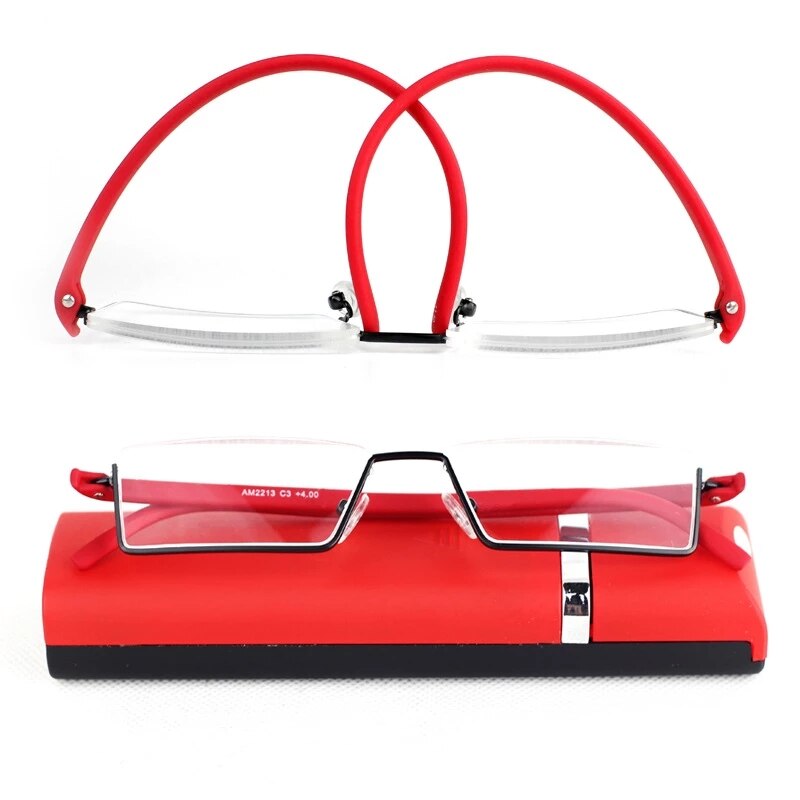 Reading Glasses Light TR90 Half Frame Men Women Rimless Prescription Eyeglasses