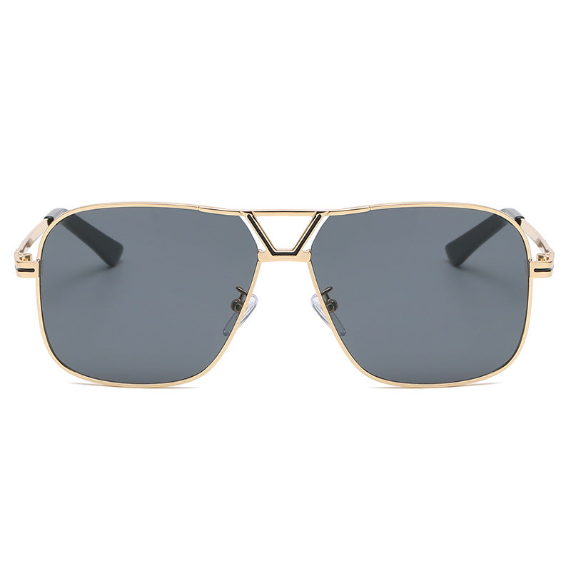 New Retro Large Square Sunglasses Men And Women Trend Gradient Color Sunglasses Metal Double Beam Glasses