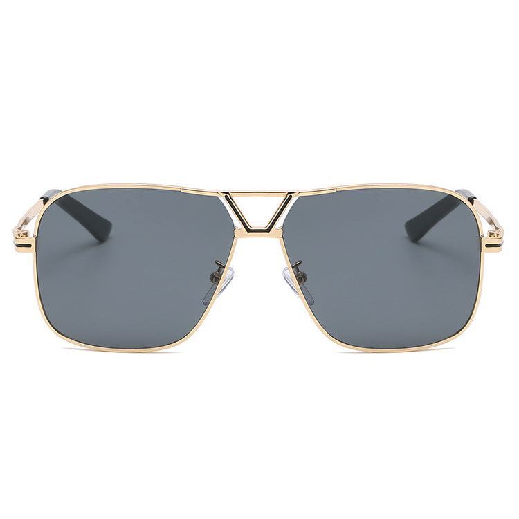 New Retro Large Square Sunglasses Men And Women Trend Gradient Color Sunglasses Metal Double Beam Glasses
