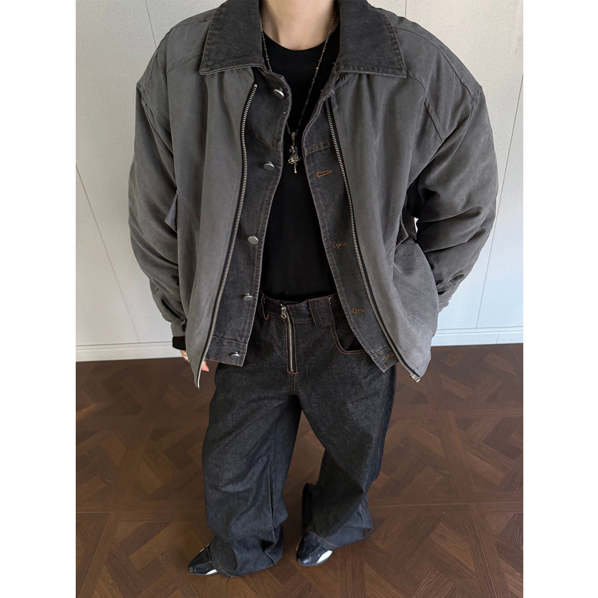 Fake two workwear cotton jackets
