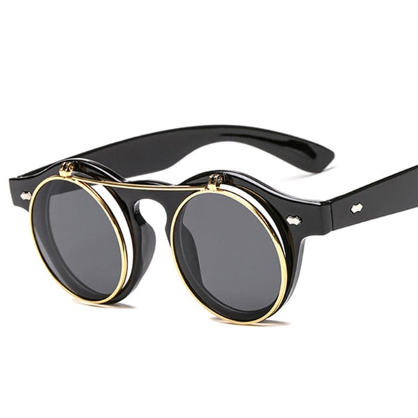 New European and American clamshell round frame sunglasses ins fashion sunglasses Mi nail glasses retro sunglasses
