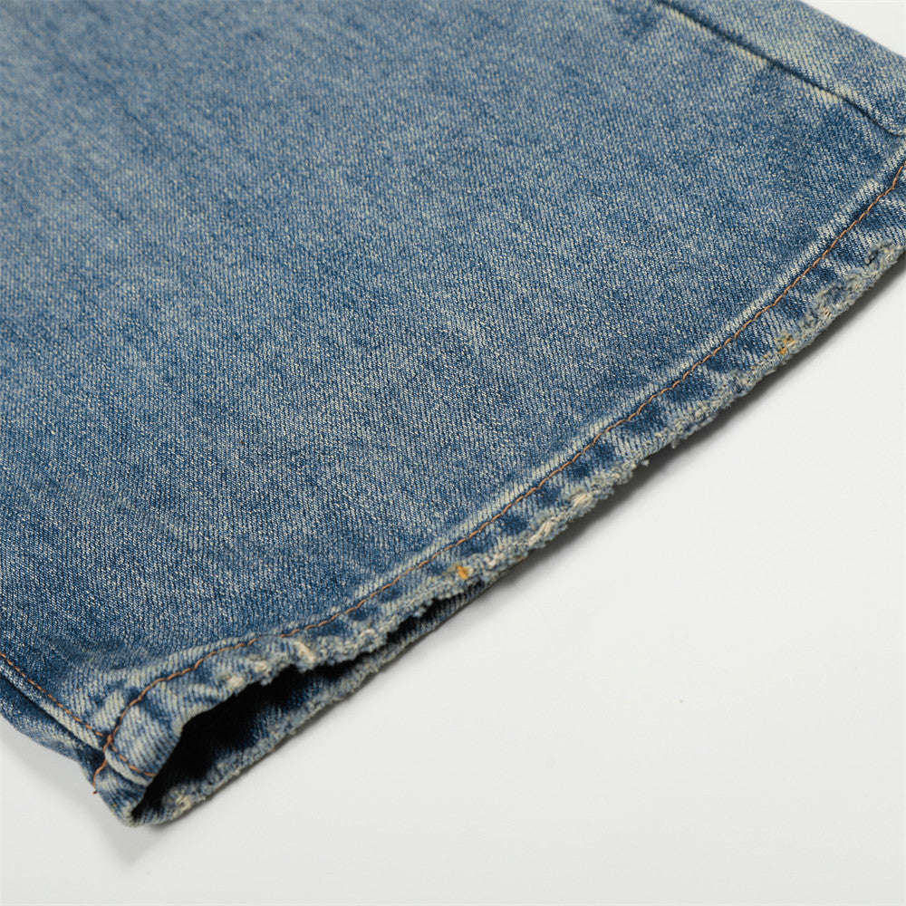 Washed straight leg jeans